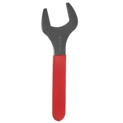 uxcell 42mmのメトリック15度オフセット角度U字型オープンエンドスパナ小型フラットヘッド黒化スパナ、自動車修理家具組立用の赤いシャンク付き