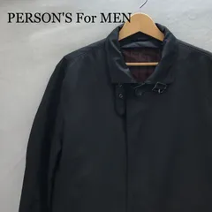 【古着】【USED】 PERSON'S For MEN トレンチコート 7333 ミドル丈 Ｌ ブラック メンズ ファッション素材:ポリエステル・合成皮革_233023