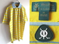 Brooks Brothers St ANDREWS ブルックスブラザーズ セントアンドリュース ゴルフロゴワッペン ボーダー ポロシャツ XS イエロー ブルー