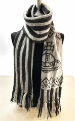 ★ VIVIENNE WESTWOND ヴィヴィアン ウエストウッド マフラー アルパカ混 ビッグオーブ グレー系 冬