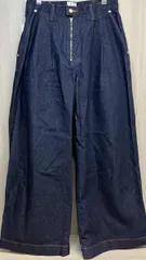 CAMPHOR WOOD × Wrangler front zip wide baggy broken denim trousers フロント ジップ ワイド バギー デニム パンツ カンファーウッド L