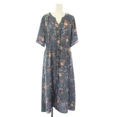 アズノウアズ as know as ワンピース 五分袖 花柄 ロング 青 /TK