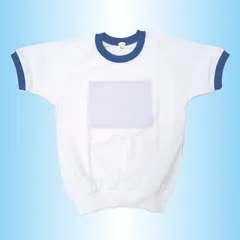 【値下げ品・新品】体操服　半袖　衿カラー　ブルー　前胸ゼッケン　120㎝～S　防汚加工　アウトレット品　在庫限り　【送料込み】