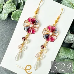 新作【529】フラワー キャンディ 桃 青 ピンク ブルー 春 ハンドメイド ピアス イヤリング 揺れる キラキラ 華奢 大人可愛い マーガレット ヒナギク 雛菊 デイジー ステンドグラス風 昭和レトロ