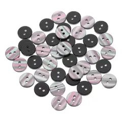 uxcell 100個の天然貝ボタン、2穴11mmパール光沢のある真珠のボタン、シャツ、コート、スーツ、ジャケット、ジーンズ、スカート、DIY裁縫クラフト用、黒