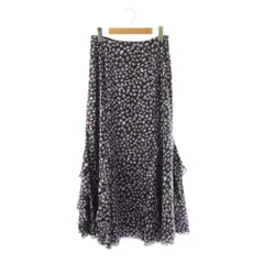 イエナ IENA フラワー柄ロングスカート フレアスカート 36 パープル ネイビー /DF ■OS