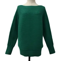 ニコアンド Niko and.. セーター ニット プルオーバー ボートネック ドルマンスリーブ 長袖 L 緑 グリーン