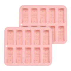 uxcell 蜜蝋キャンドル用シリコンモールド 10区画 蜜蝋バー用型 10個分（各0.6オンス） 繰り返し使える離型性抜群 蜜蝋モジュール キャンドル/バター/キャンディ/チョコレート用 ピンク色 2個セット