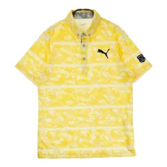 サイズ：M PUMA GOLF プーマゴルフ  半袖ポロシャツ ボタンダウン 総柄 イエロー系 [240101632852] ゴルフウェア メンズ ストスト
