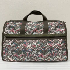 362　LeSportsac　レスポートサック　 ボストンバッグ　2way　旅行　大容量　 ラージウィークエンダー　花柄　総柄　 ブラウン系　茶　ナイロン　軽量　 レディース
