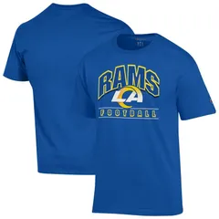 チャンピオン メンズ トップス Tシャツ Mens Champion Royalos Angeles Rams Football TShirt Lar Blue ブルー
