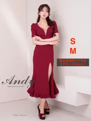 SALE  [ON2918] 【ANDY/アンディ】 パフスリーブ/ 袖あり/ バストシアー/ ロング/ スリット/ マーメイド/ ミディアムドレス/ キャバドレス/  AngelR エンジェルアール/ ローブドフルール/ DEAbyROBEdeFLEURS