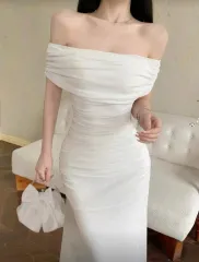 セルフ ウェディング MESSI オフショルダー ロング ドレス 出品 (新品)