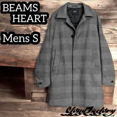 ビームス ハート ステンカラーコート メンズS グレーチェック BEAMS HEART グレンチェック