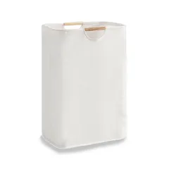 大特価　撥水加工 取っ手付き 洗濯カゴ 大容量 衣類収納 折りたたみ式 自立式 ランドリーバスケット 省スペース ホワイト ((40×30×60cm))