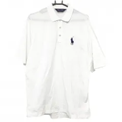 ポロゴルフ ラルフローレン 半袖ポロシャツ 白 ロゴネイビー  メンズ M ゴルフウェア Ralph Lauren