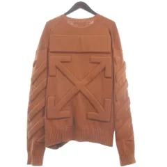 オフホワイト OFF WHITE アロー クルーネック ロングスリーブ ジャンパー ニット セーター 長袖 エンボスロゴ OMHE151S23KNI001 オレンジ系のサムネイル