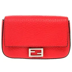 美品 フェンディ マイクロバケット ７AR763 レザー レッド シルバー金具 コインケース カードケース 赤 0071 FENDI