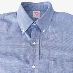 【15 1/2-34】Brooks Brothers（ブルックスブラザーズ）ポロカラーBDシャツ チェック / Cotton 100% ポケット付 90s 香港製 メンズL相当
