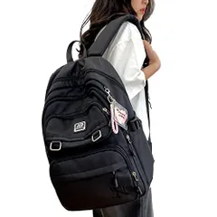 [HeiDiga] リュック レディース 大容量 通学 高校生 女子 リュックサック 人気 軽量 防水 韓国 バックパック 15.6インチ PC 収納 おしゃれ 多機能 可愛い 女性 アウトドア スクール 男女兼用 旅行 遠足 かわいい飾り付 9cf0ee91