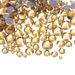 uxcell 400pcs Hotfix Rhinestones, Flatback Crystal Glass Gems in Clear Bags, Nail Art Kit, Crafts, Clothing DIY Decoration, 5 Sizes (SS6-SS20 Set, Pale Yellow)