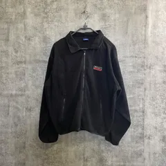 【T-320】Champion フリースジャケット メンズ M ブラック チャンピオン ジップアップ フリース アウター ワンポイントロゴ カジュアル 古着 防寒 ジャケット 黒
