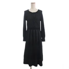 スーナウーナ Sunauna ニットワンピース ロング 長袖 ウール混 黒 ブラック 38