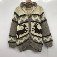 カウチンカーディガン幾何学模様肉厚トナカイデザインカナダ 