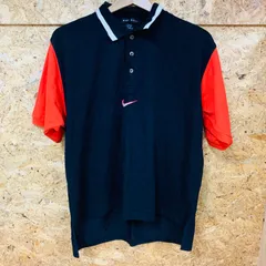 NIKE  GOLE　90s ポロシャツ　メンズ Mサイズ　センター　ロゴ　刺繍　黒　赤　ブラック　レッド　メンズ衣料