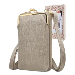 【新品】 [Kugusa] てるぽっけ スマホポーチ レディース スマホショルダー ショルダー バッグ スマホポシェット お財布ショルダー がま口 財布 斜めがけ グレー （日本企画） 1