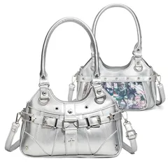 【新品】 [ハルジオ] 痛バに見えない 痛バッグ ショルダー 痛バ 小さめ 痛バック ミニ ショルダーバッグ ハンドバッグ トートバッグ レディース バッグ 2WAY 地雷系 ゴスロリ Y2K 推し活バッグ 可愛い 肩掛け トート 鞄 黒 銀色 推し活 推 1