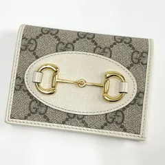 GUCCI グッチ ホースビット・コンパクトウォレット GGスプリーム×レザー カーキ×ホワイト 621887