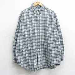 XL/古着 ラルフローレン 長袖 ブランド フランネル シャツ メンズ 90年代 90s ワンポイントロゴ BLAIRE 大きいサイズ コットン ボタンダウン 濃グレー他 チェック 26jan16