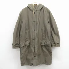 XL/古着 長袖 ミリタリー コート パーカー メンズ 80年代 80s ロング丈 緑 内側ボア 26jan16