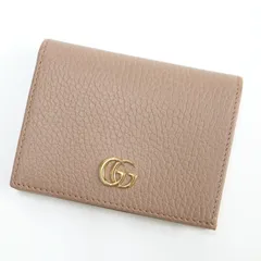GUCCI グッチ 二つ折り財布 GGマーモント レザー ピンクベージュ 456126