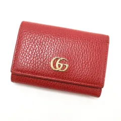 GUCCI グッチ コンパクト・ウォレット 3つ折り財布 GGモーマント レザー レッド×ゴールド金具 644407
