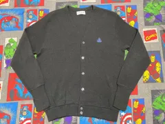 USA製 IZOD ワンポイントロゴ刺繍 アクリルニットカーディガン XL 黒 アメリカ古着