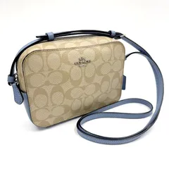COACH コーチ カメラバッグ シグネチャー キャンバス×レザー ベージュ×ブルー 91677