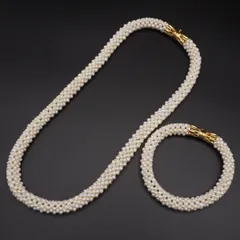 R114 淡水真珠 パール PAT SILVER刻印 ネックレス ブレスレット セット ゴールドカラー デザイン シルバー 6月誕生石