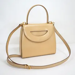CELINE セリーヌ 2WAYハンドバッグ レザー ベージュ×ゴールド金具 