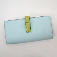 LOEWE ロエベ バーティカルウォレット 二つ折り長財布 ライトブルー×イエロー ソフトグレインカーフ