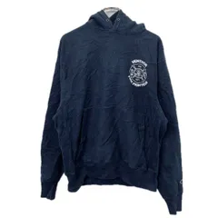 00s Champion PREMIUM REVERSE WEAVE プリントスウェット パーカー M位 ネイビー チャンピオン リバースウィーブ 裏起毛 秋物 a712-6350