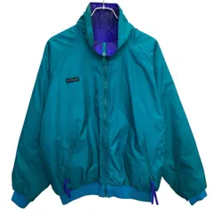90s Columbia ナイロンジャケット L ブルーグリーン コロンビア ジップアップ リバーシブル アウトドア アウター 春秋物 a801-5349
