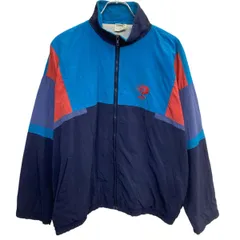 90s PUMA ナイロンジャケット L マルチカラー プーマ ジップアップ バック刺繍 ロゴ刺繍 スポーティー ライトアウター 春秋物 a801-5427