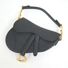 Christian Dior クリスチャンディオール サドルバッグミニ ブラック×ゴールド金具 カーフレザー M0447CWV.900