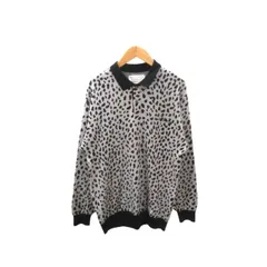 WACKO MARIA LEOPARD KNIT JACQUARD L/S POLO WHITE サイズM ワコマリア レオパード ニット ジャカード ロングスリーブ ポロ セーター 大名店