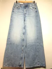 5003040 ZARA ワイド デニム 38 バギー ダメージ加工 パンツ メンズ ザラ レディース