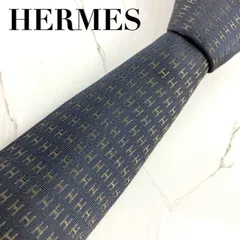 美品　HERMES　エルメス　ネクタイ　ファソネ　H柄　H織　ジャガード　グレー　光沢　肉厚　N1358