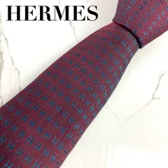 美品　HERMES　エルメス　ネクタイ　ファソネ　H柄　H織　ジャガード　ボルドー　光沢　肉厚　N1359