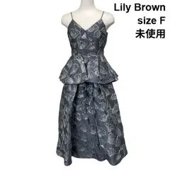 ◇ 未使用 リリーブラウン Lily Brown ジャガードボリュームワンピース ドレス ロング丈 ノースリーブ フレア サイズF レディース S6C061